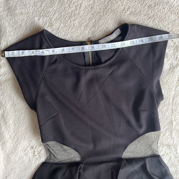 FINN & CLOVER Black Midi Dress with Sheer Overlay Size Small - Picture 14 of 16